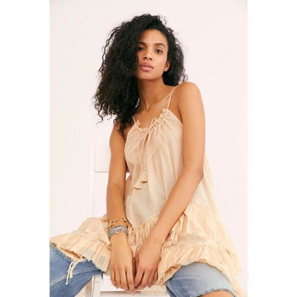 NEW FREE PEOPLE DESERT DAZE RUFFLE MINI SLP DRESS - Picture 2 of 4